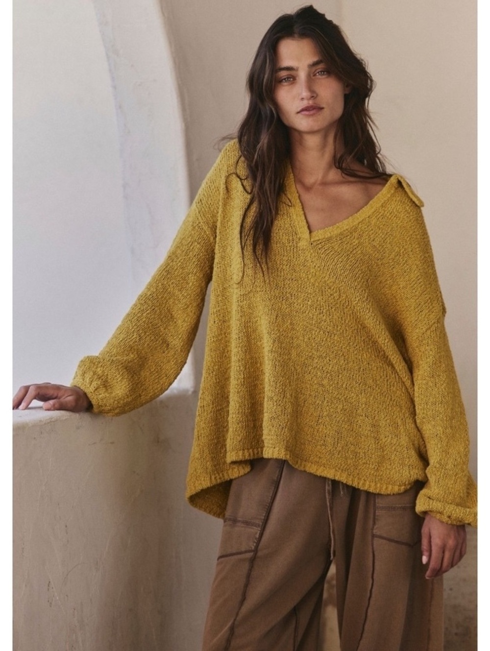 Free People Ren Pullover Sweater in Golden Palm • Size XS